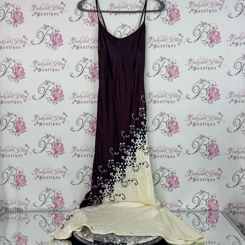L.a glo dress shiny shimmer embroidered Chic Women's Maxi Dress Purple Cream